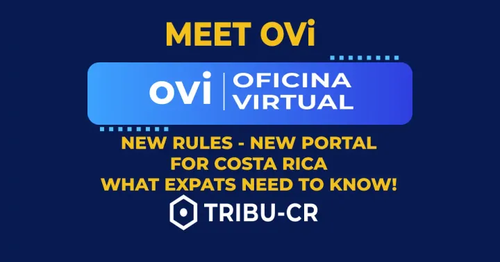 OVI Oficina Virtual and TRIBU-CR graphic about Costa Rica’s new tax system.