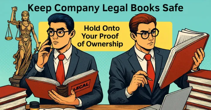 Two lawyers reviewing company legal books