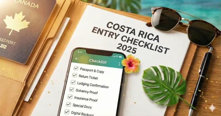 Costa Rica entry checklist with passport