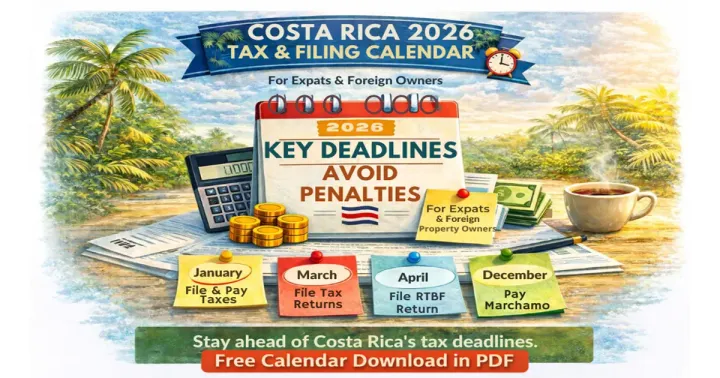 Costa Rica 2026 tax and filing calendar highlighting key expat deadlines.